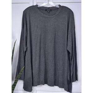 Comfy USA Women’s Medium Dk Gray Long Sleeve Scoop Neck Shirt Layering Boho